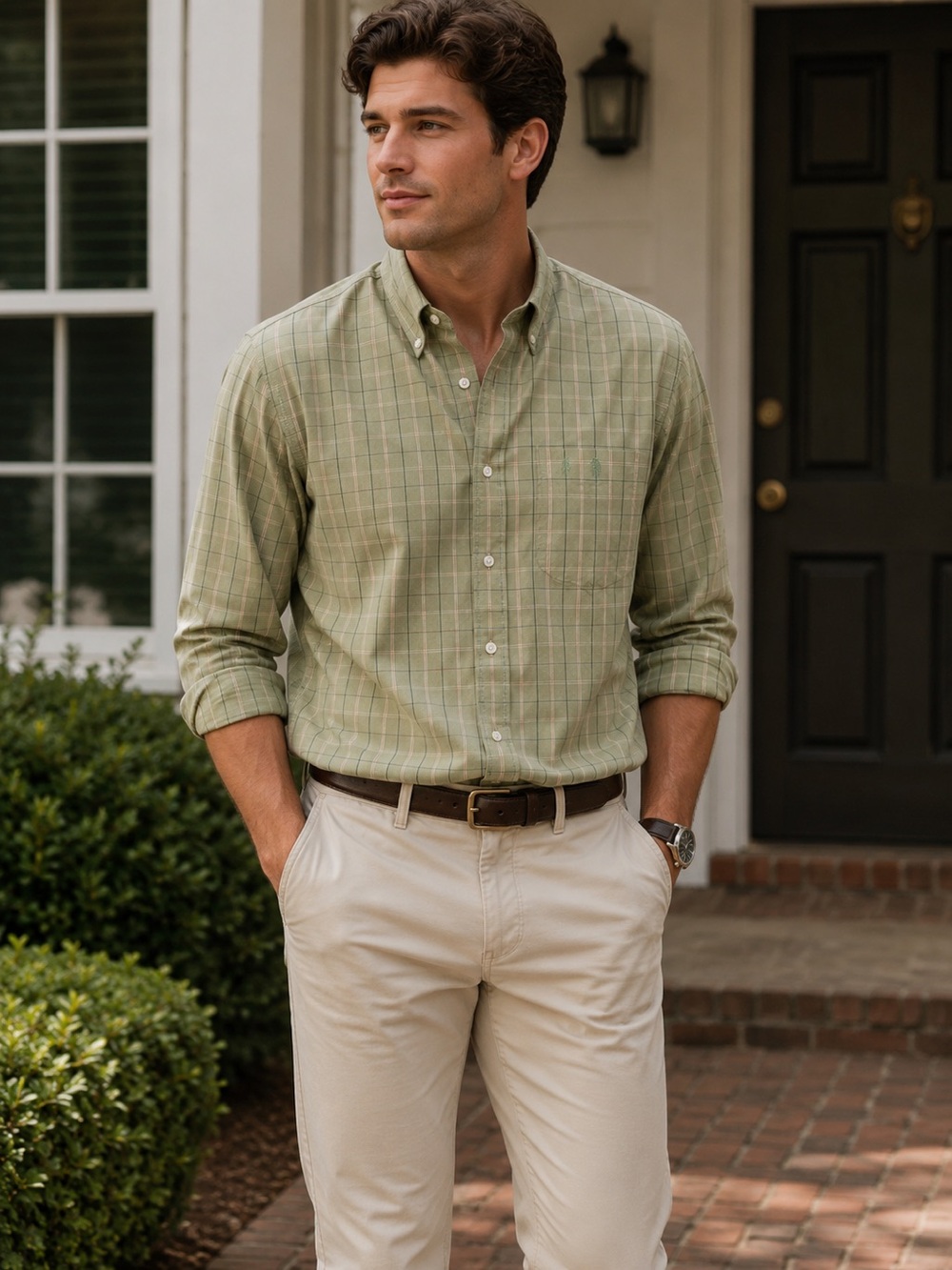 Ralph Lauren Men’s Shirt Green Plaid Button Down Collar Long Sleeve Pocket XXL